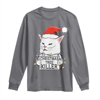 Funny Xmas Grumpy Cat Long Sleeve Shirt Christmas Tree Killer Santa Kitten - Wonder Print Shop