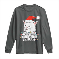 Funny Xmas Grumpy Cat Long Sleeve Shirt Christmas Tree Killer Santa Kitten - Wonder Print Shop