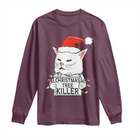 Funny Xmas Grumpy Cat Long Sleeve Shirt Christmas Tree Killer Santa Kitten - Wonder Print Shop