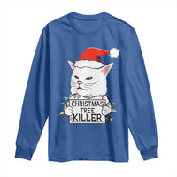 Funny Xmas Grumpy Cat Long Sleeve Shirt Christmas Tree Killer Santa Kitten - Wonder Print Shop