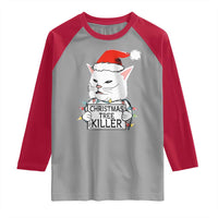 Funny Xmas Grumpy Cat Raglan Shirt Christmas Tree Killer Santa Kitten - Wonder Print Shop
