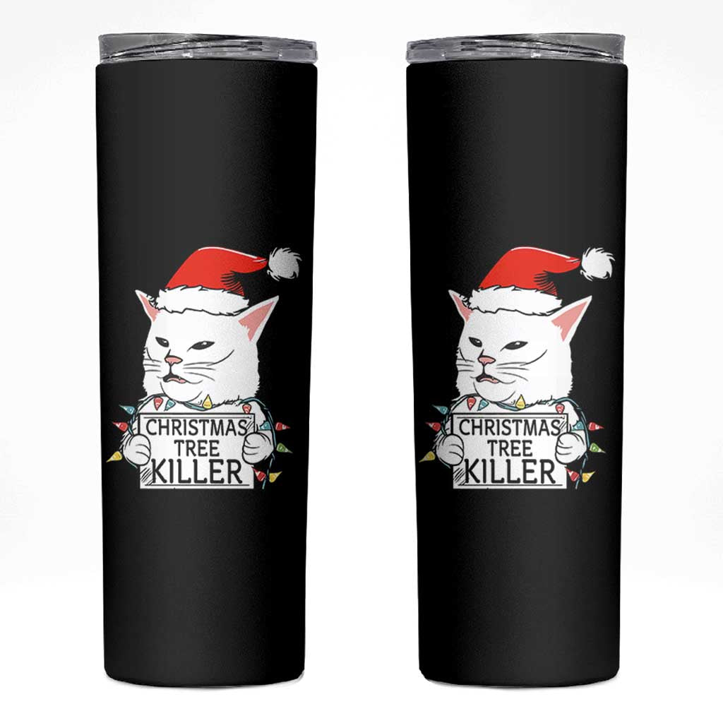 Funny Xmas Grumpy Cat Skinny Tumbler Christmas Tree Killer Santa Kitten