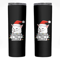 Funny Xmas Grumpy Cat Skinny Tumbler Christmas Tree Killer Santa Kitten