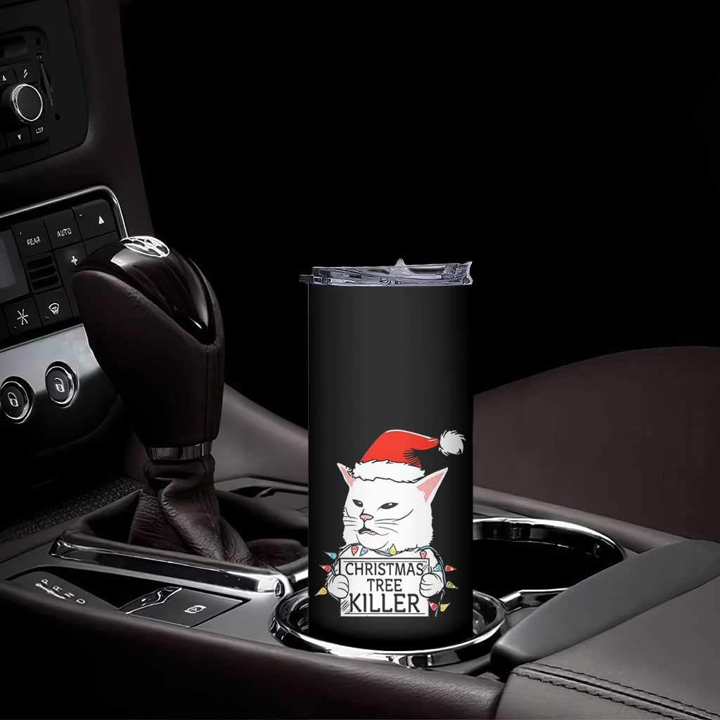 Funny Xmas Grumpy Cat Skinny Tumbler Christmas Tree Killer Santa Kitten