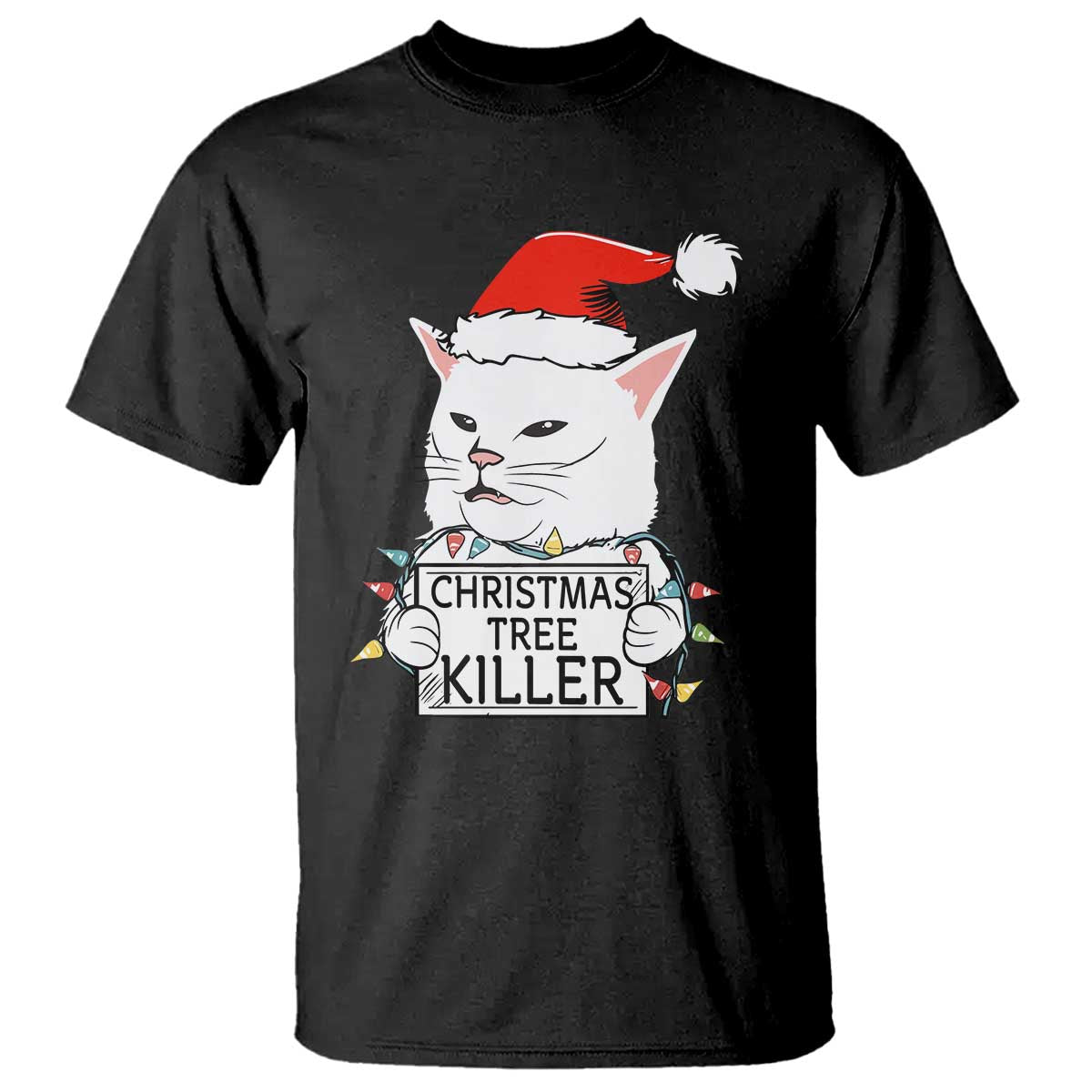 Funny Xmas Grumpy Cat T Shirt Christmas Tree Killer Santa Kitten - Wonder Print Shop