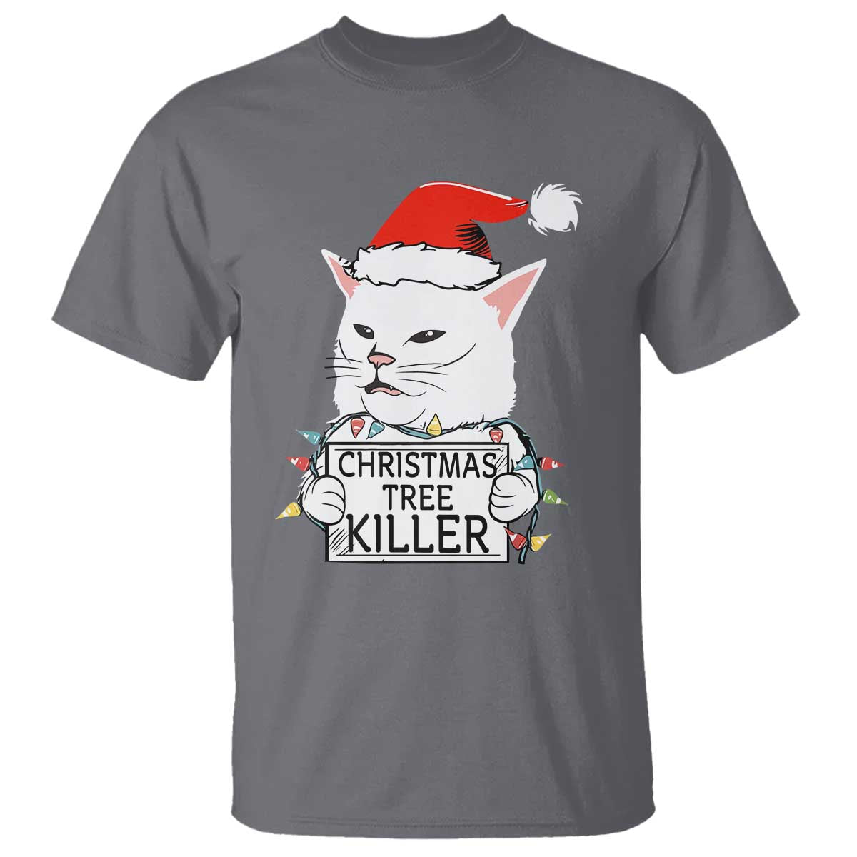 Funny Xmas Grumpy Cat T Shirt Christmas Tree Killer Santa Kitten - Wonder Print Shop