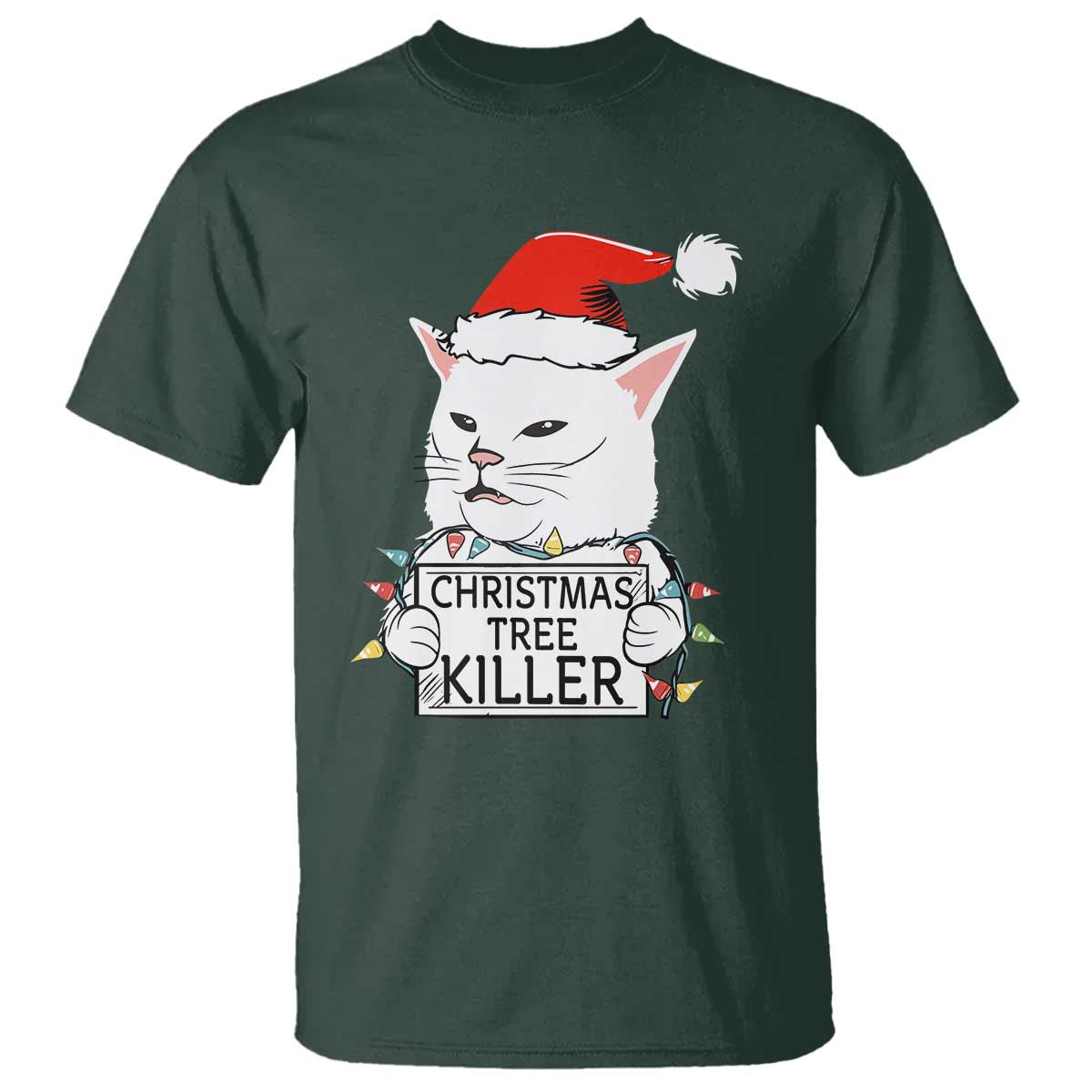 Funny Xmas Grumpy Cat T Shirt Christmas Tree Killer Santa Kitten - Wonder Print Shop