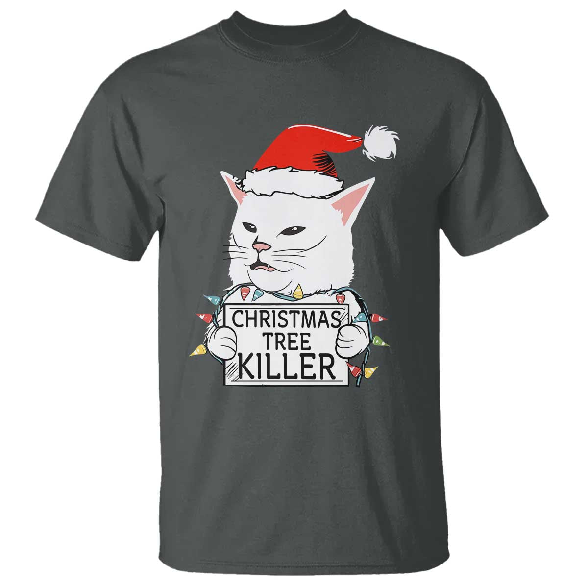 Funny Xmas Grumpy Cat T Shirt Christmas Tree Killer Santa Kitten - Wonder Print Shop