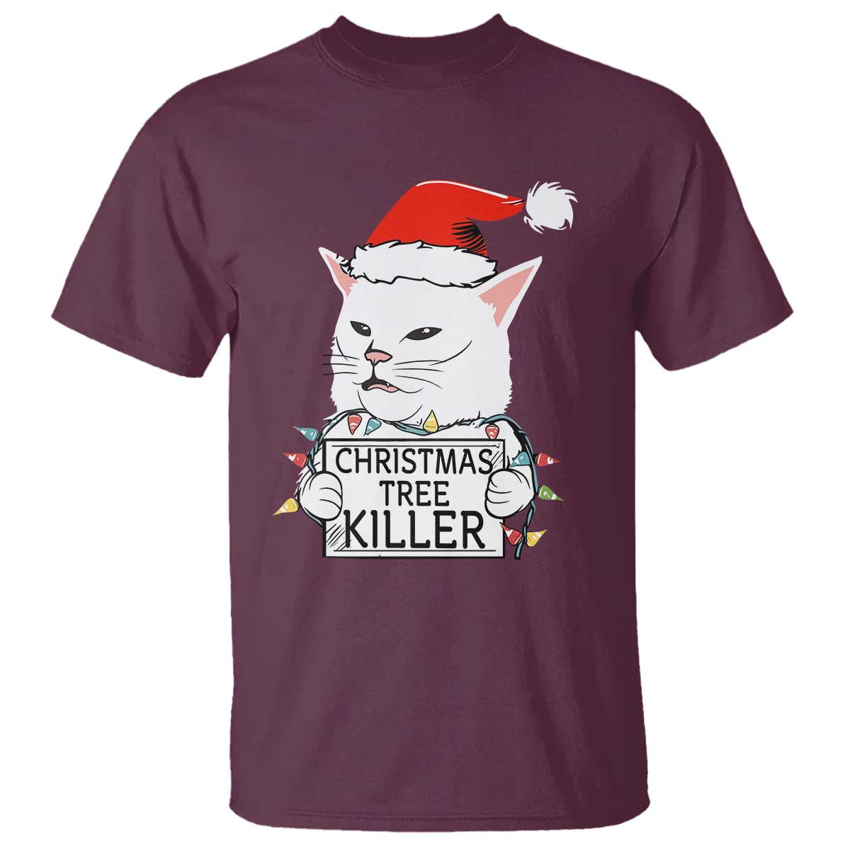 Funny Xmas Grumpy Cat T Shirt Christmas Tree Killer Santa Kitten - Wonder Print Shop