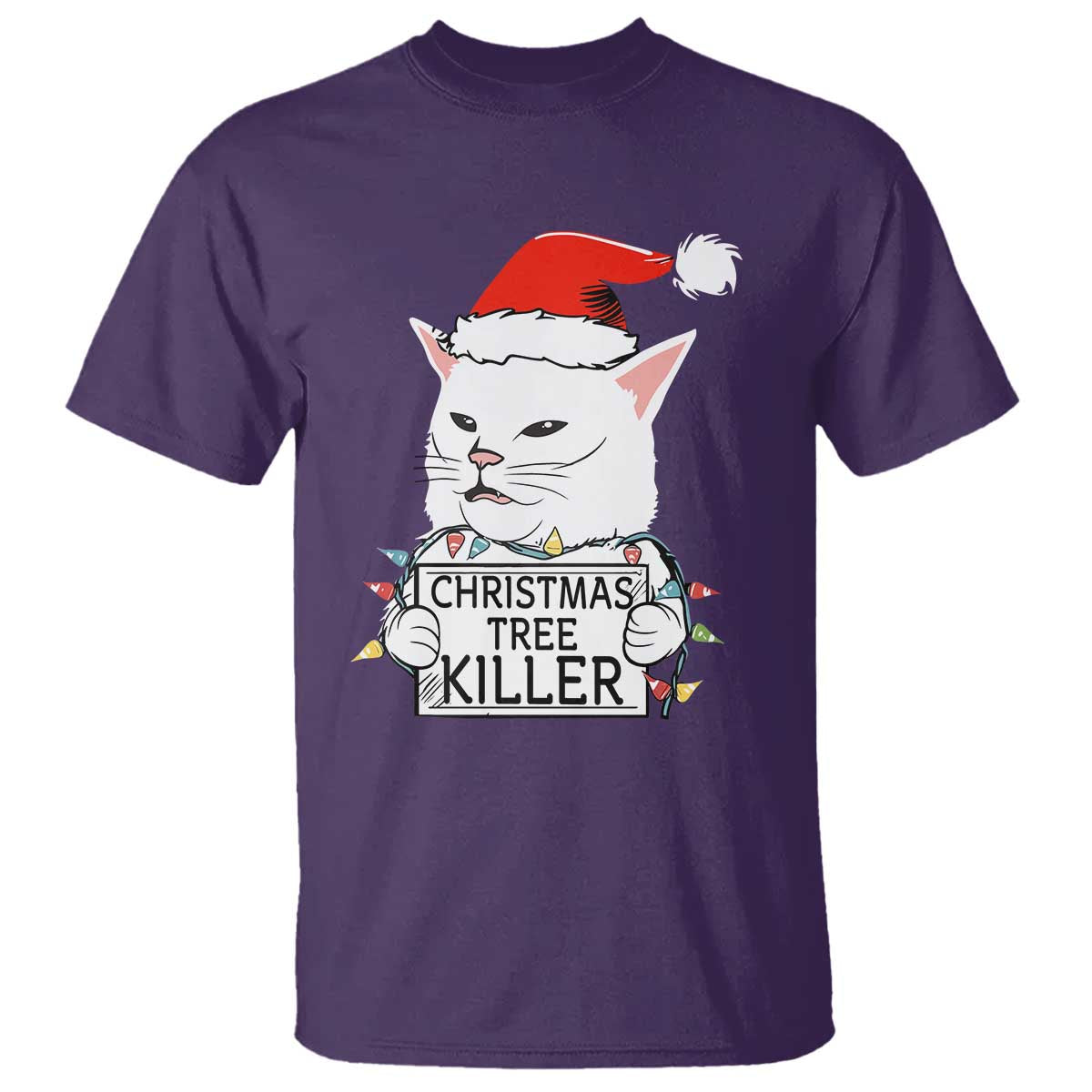 Funny Xmas Grumpy Cat T Shirt Christmas Tree Killer Santa Kitten - Wonder Print Shop