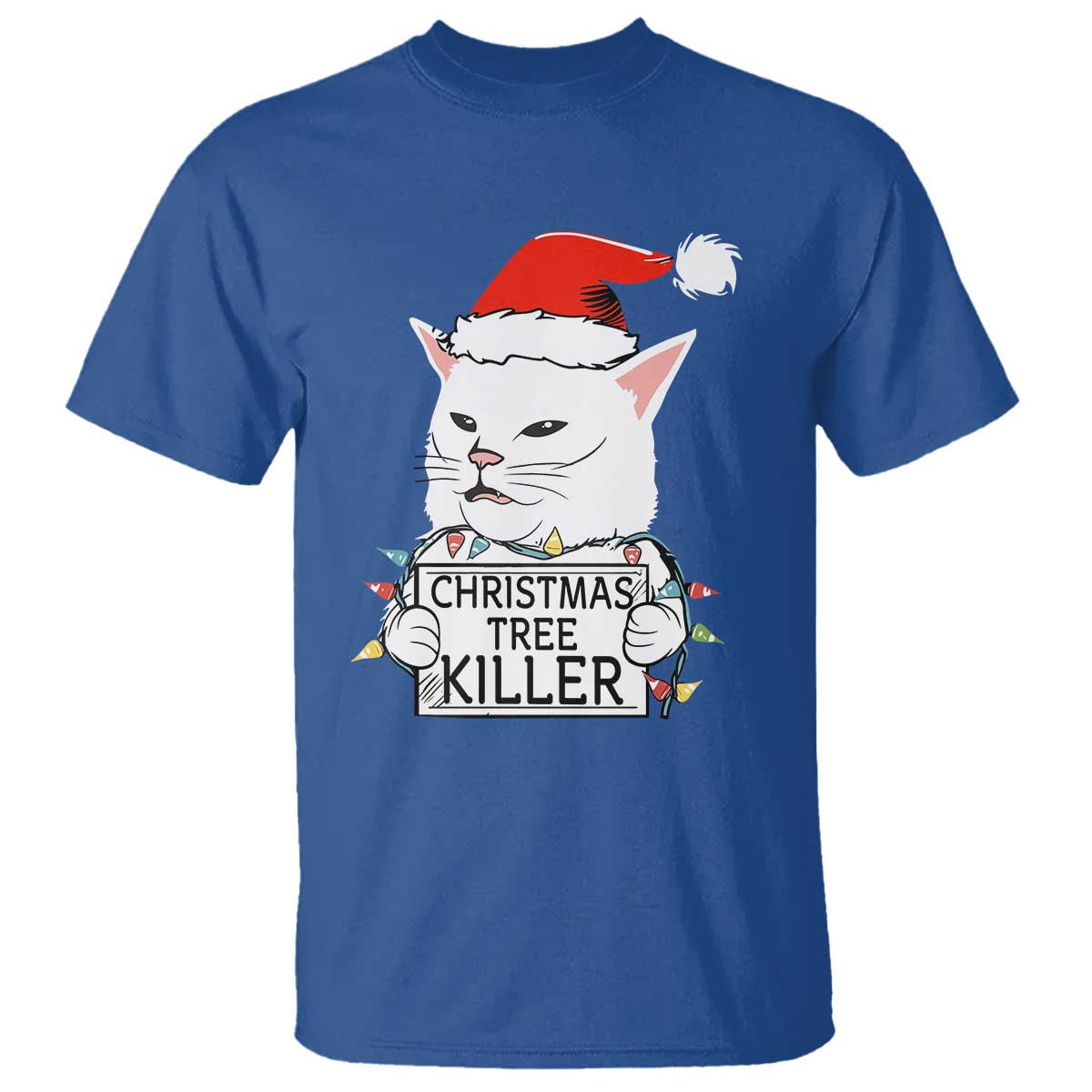 Funny Xmas Grumpy Cat T Shirt Christmas Tree Killer Santa Kitten - Wonder Print Shop