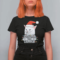 Funny Xmas Grumpy Cat T Shirt For Women Christmas Tree Killer Santa Kitten - Wonder Print Shop