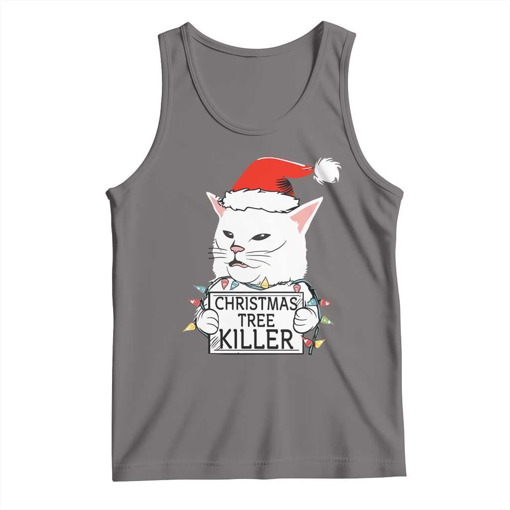 Funny Xmas Grumpy Cat Tank Top Christmas Tree Killer Santa Kitten - Wonder Print Shop