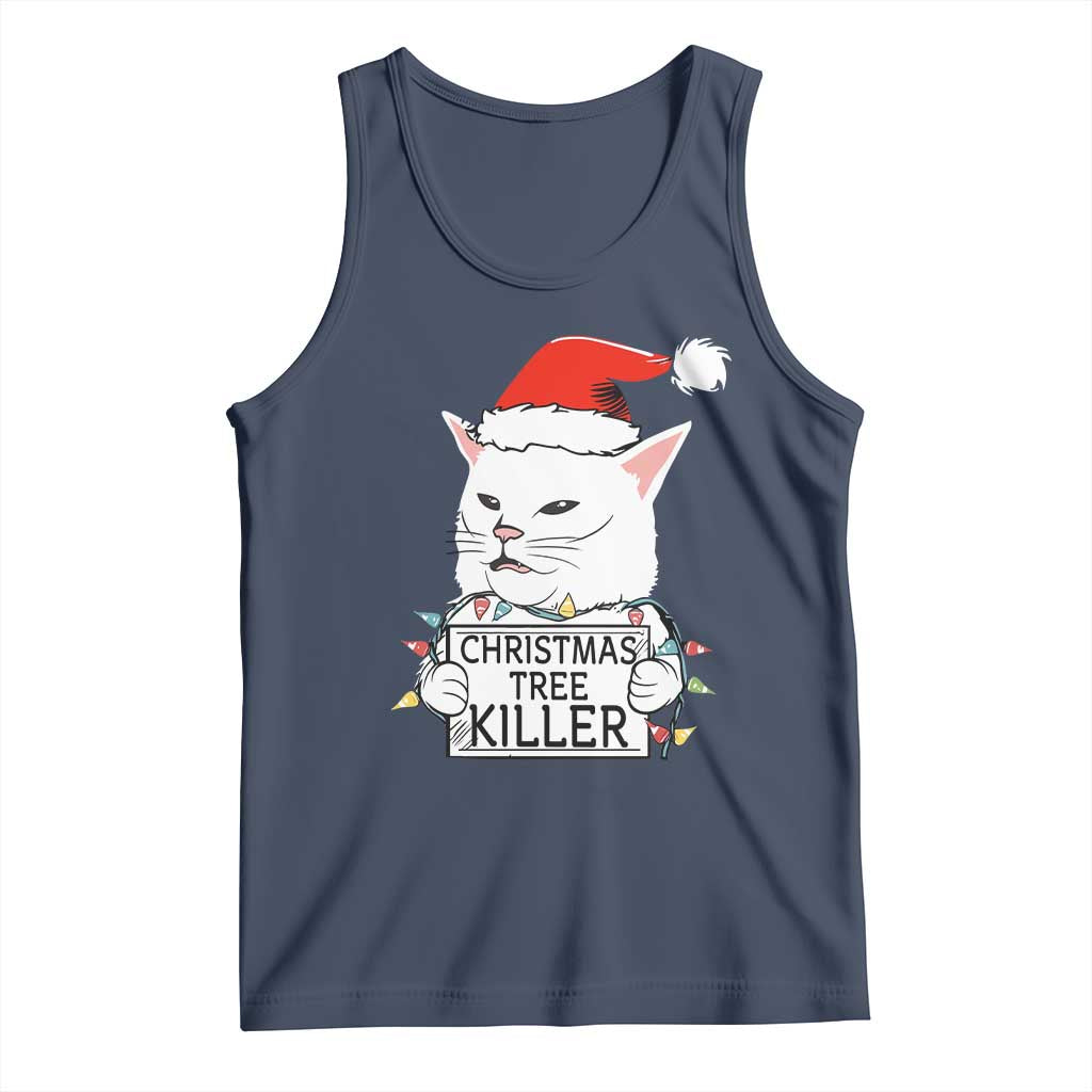 Funny Xmas Grumpy Cat Tank Top Christmas Tree Killer Santa Kitten - Wonder Print Shop