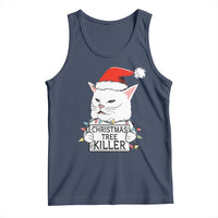 Funny Xmas Grumpy Cat Tank Top Christmas Tree Killer Santa Kitten - Wonder Print Shop