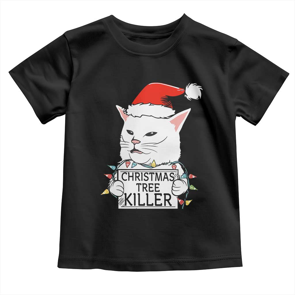 Funny Xmas Grumpy Cat Toddler T Shirt Christmas Tree Killer Santa Kitten - Wonder Print Shop