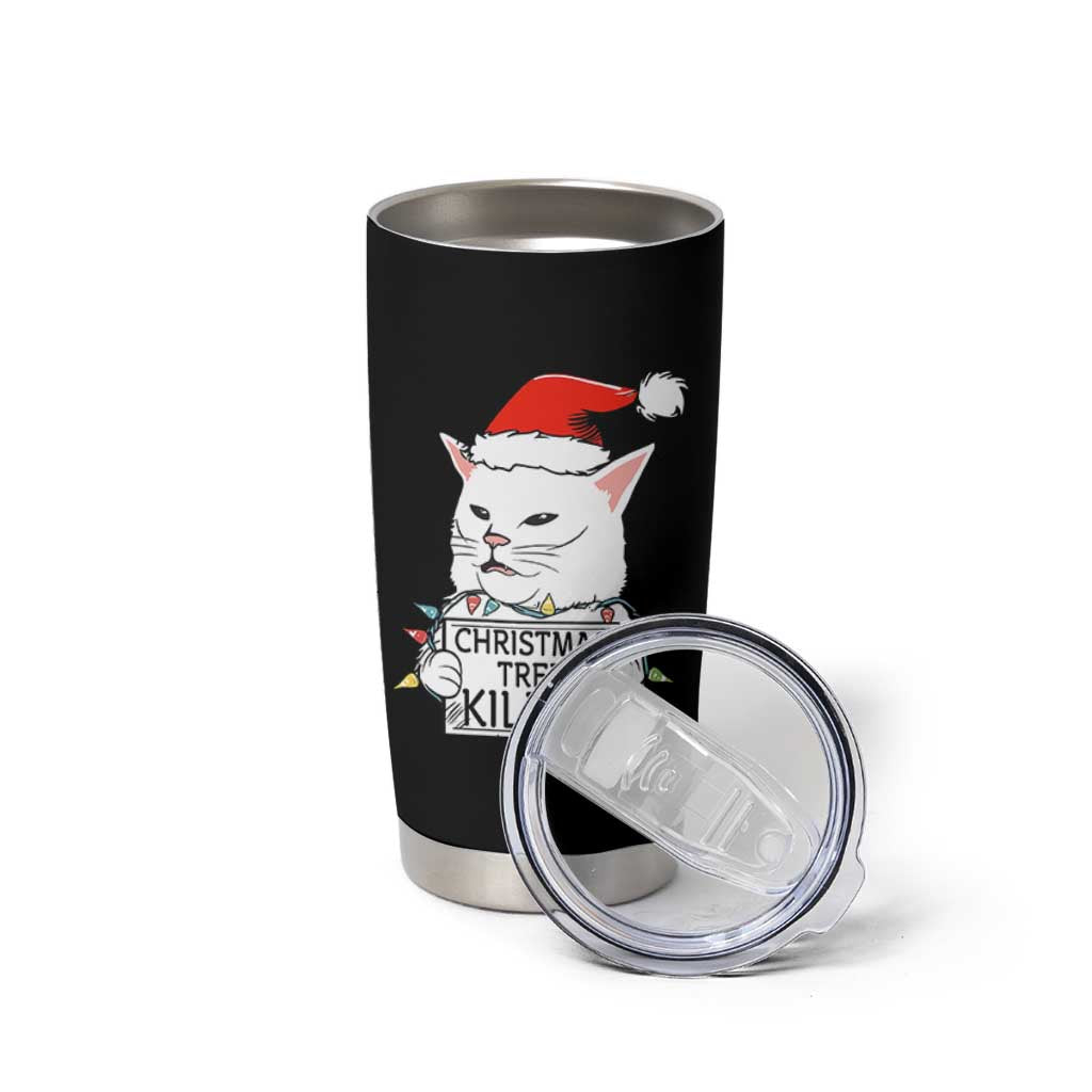 Funny Xmas Grumpy Cat Tumbler Cup Christmas Tree Killer Santa Kitten