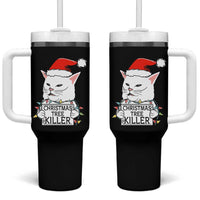 Funny Xmas Grumpy Cat Tumbler With Handle Christmas Tree Killer Santa Kitten