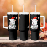 Funny Xmas Grumpy Cat Tumbler With Handle Christmas Tree Killer Santa Kitten