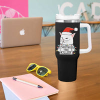 Funny Xmas Grumpy Cat Tumbler With Handle Christmas Tree Killer Santa Kitten