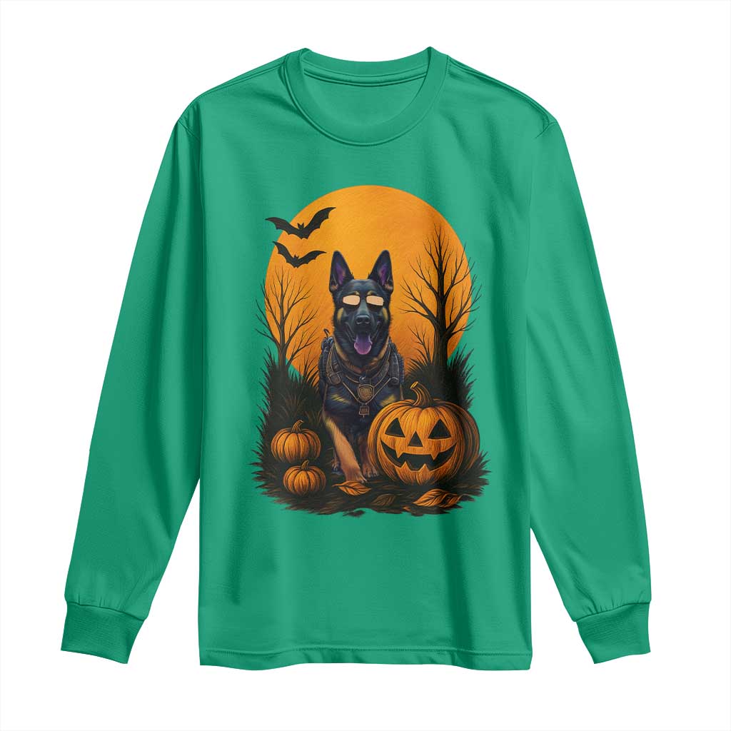 Cool German Shepherd Police Dog Celebrate Halloween Long Sleeve Shirt - Wonder Print Shop