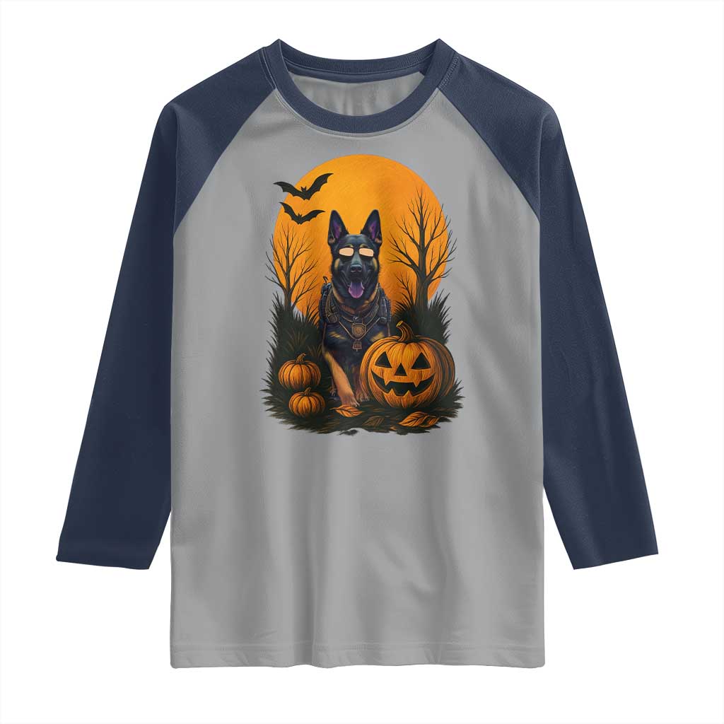 Cool German Shepherd Police Dog Celebrate Halloween Raglan Shirt - Wonder Print Shop