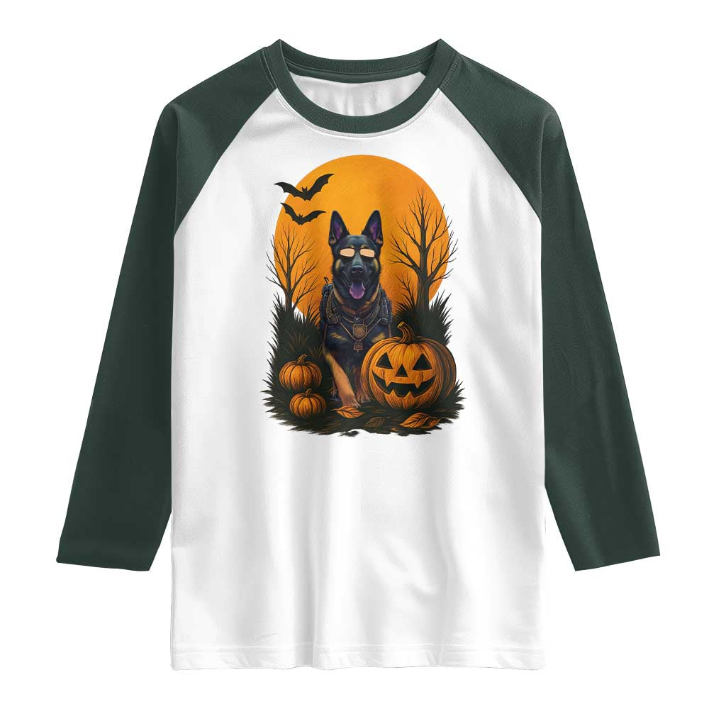 Cool German Shepherd Police Dog Celebrate Halloween Raglan Shirt - Wonder Print Shop