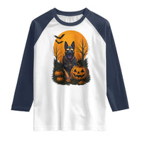 Cool German Shepherd Police Dog Celebrate Halloween Raglan Shirt - Wonder Print Shop