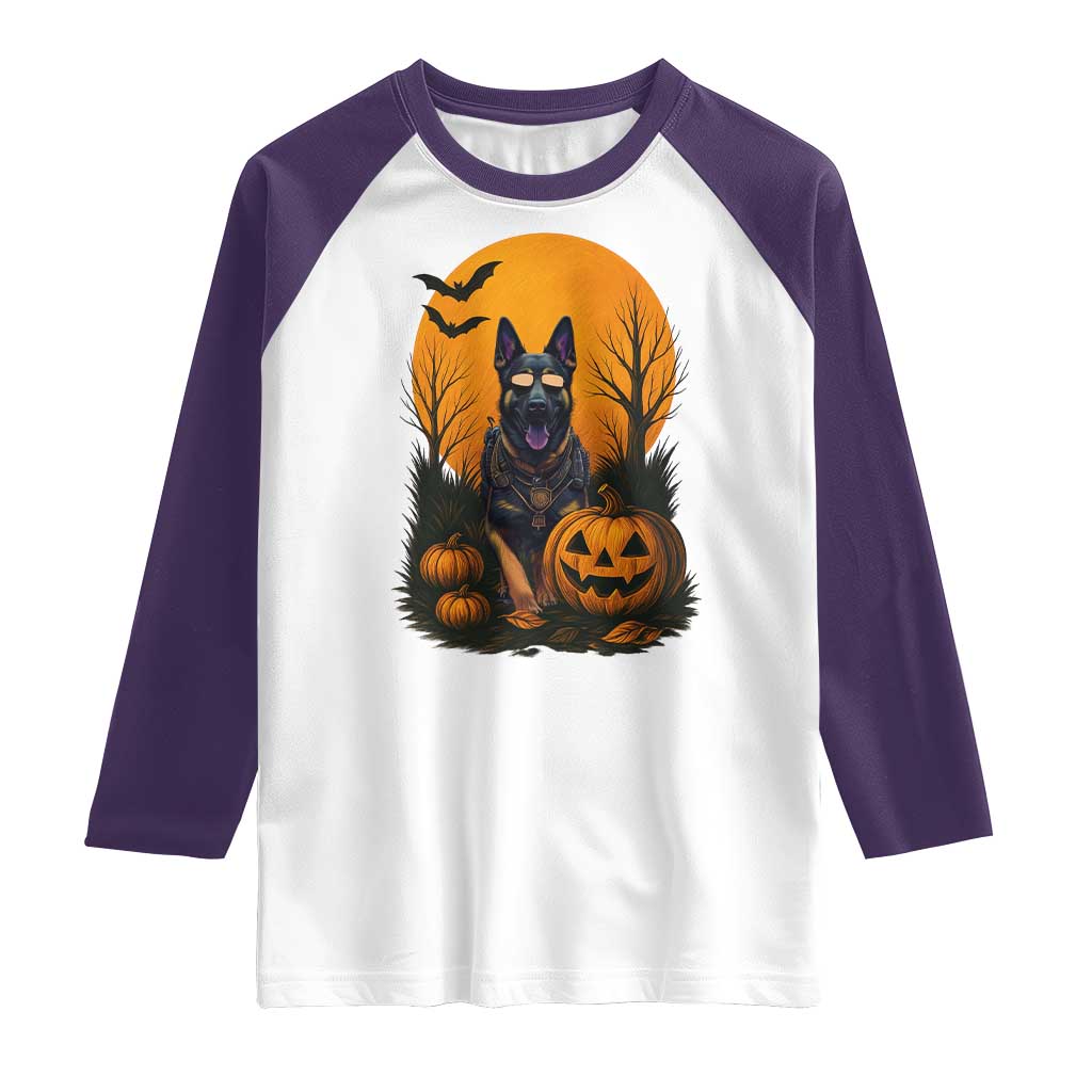 Cool German Shepherd Police Dog Celebrate Halloween Raglan Shirt - Wonder Print Shop