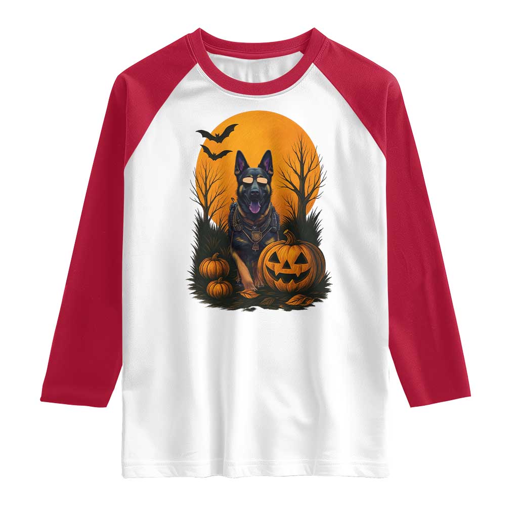 Cool German Shepherd Police Dog Celebrate Halloween Raglan Shirt - Wonder Print Shop