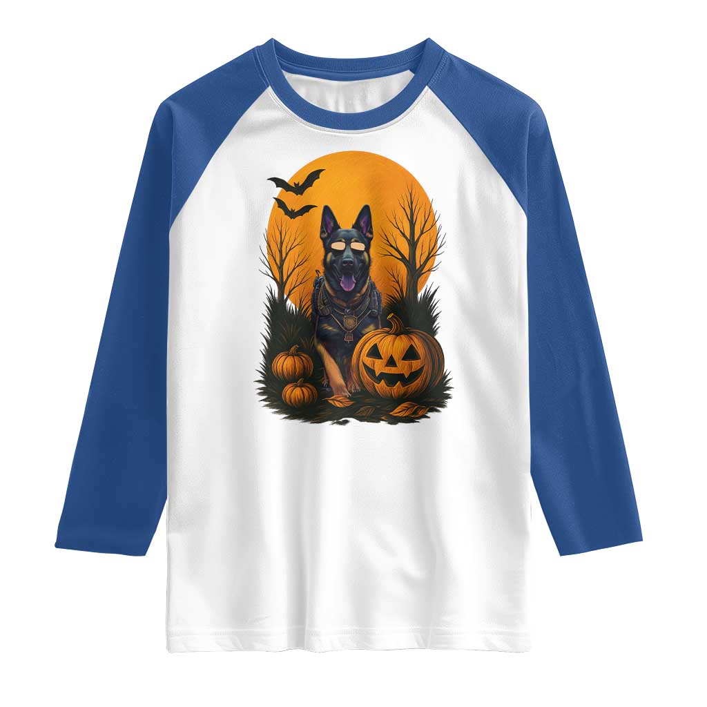 Cool German Shepherd Police Dog Celebrate Halloween Raglan Shirt - Wonder Print Shop