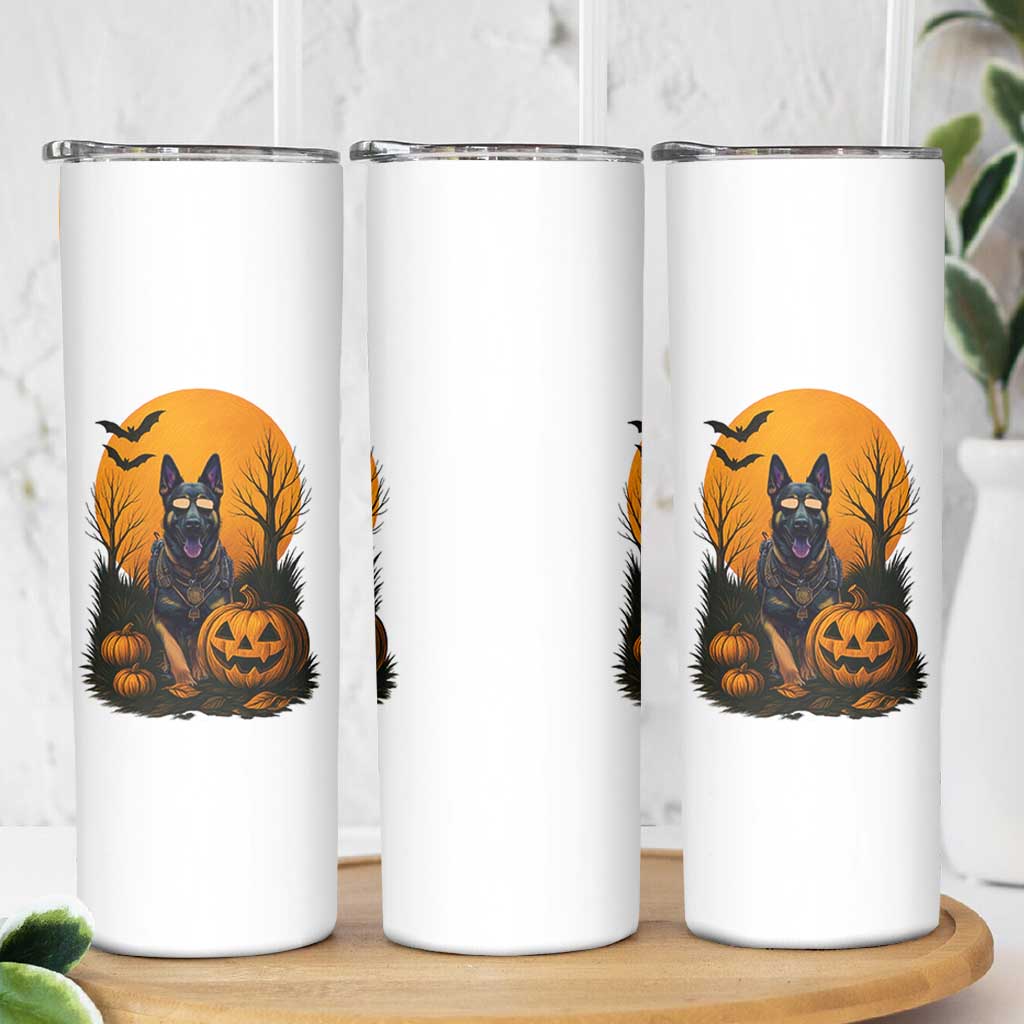 Cool German Shepherd Police Dog Celebrate Halloween Skinny Tumbler