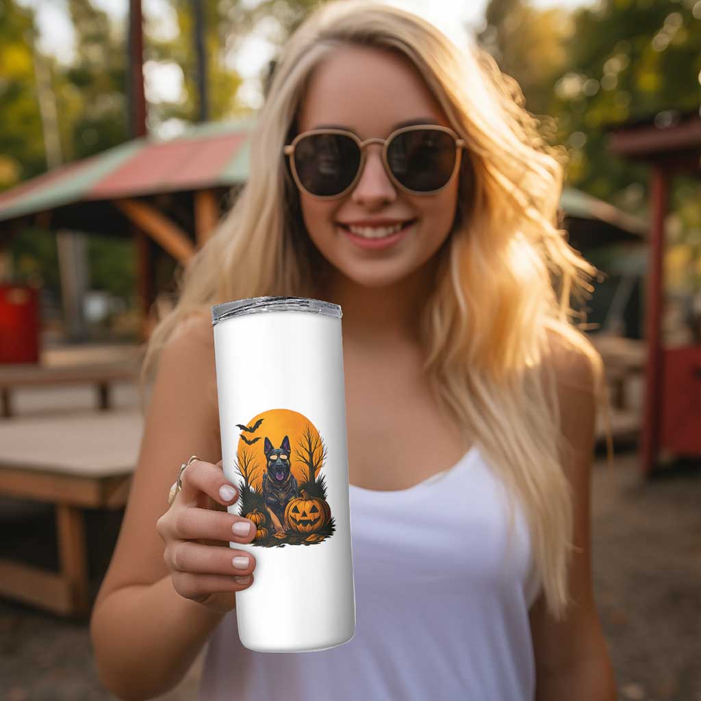 Cool German Shepherd Police Dog Celebrate Halloween Skinny Tumbler