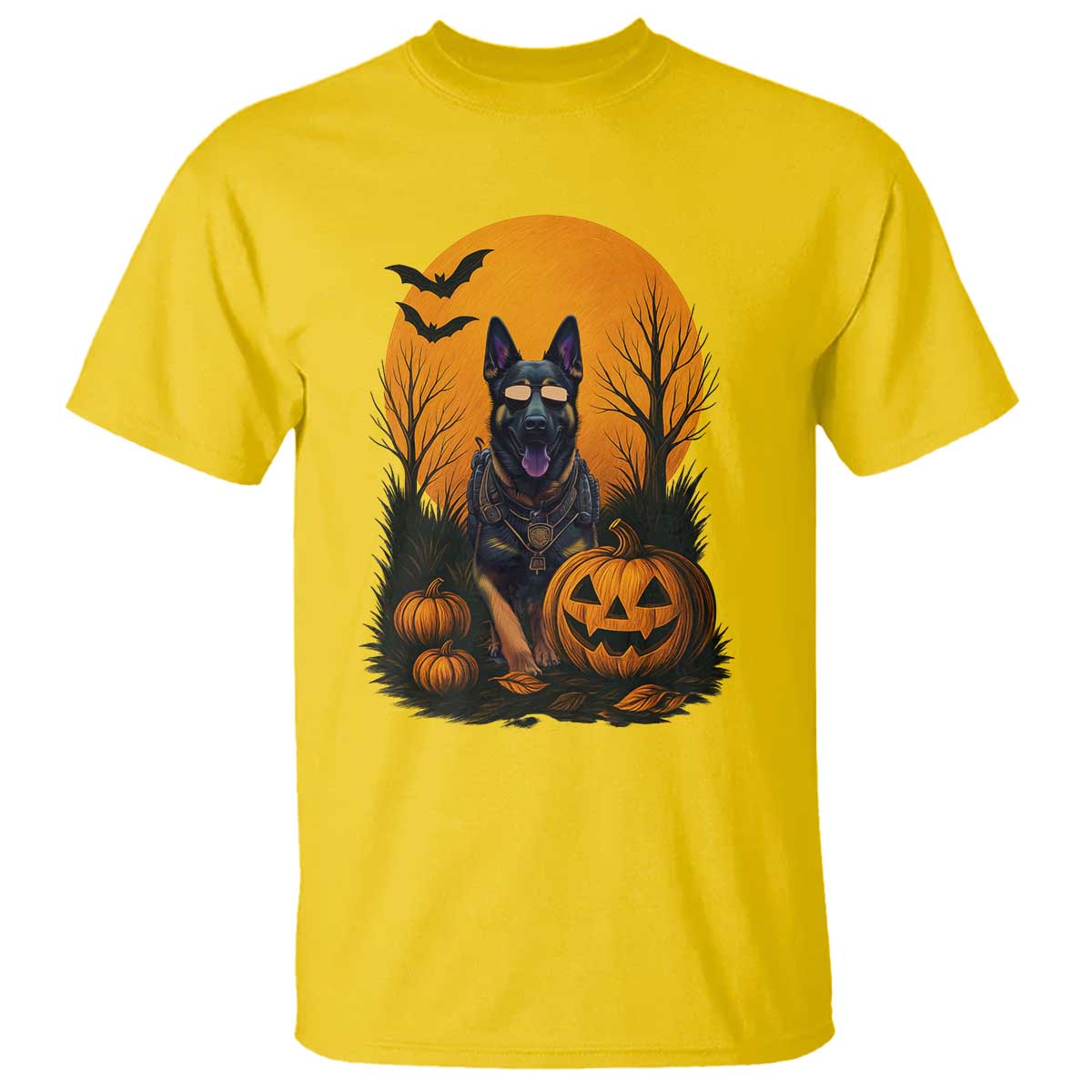 Cool German Shepherd Police Dog Celebrate Halloween T Shirt - Wonder Print Shop