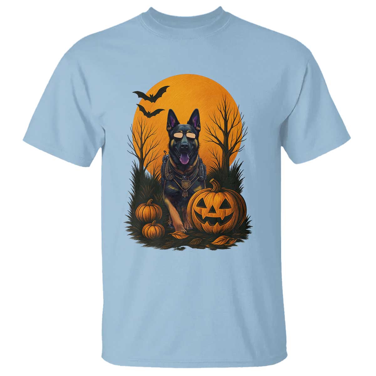Cool German Shepherd Police Dog Celebrate Halloween T Shirt - Wonder Print Shop