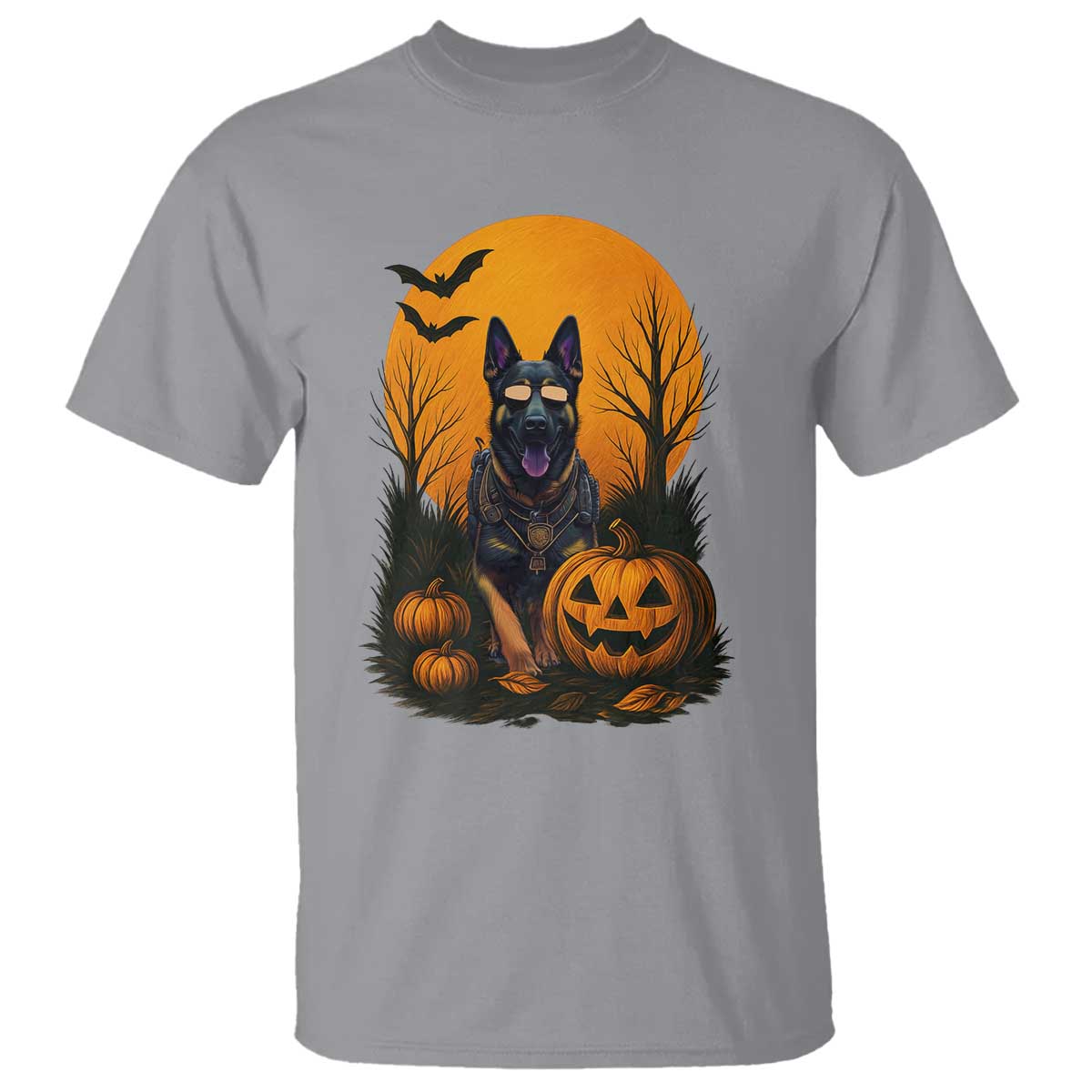 Cool German Shepherd Police Dog Celebrate Halloween T Shirt - Wonder Print Shop