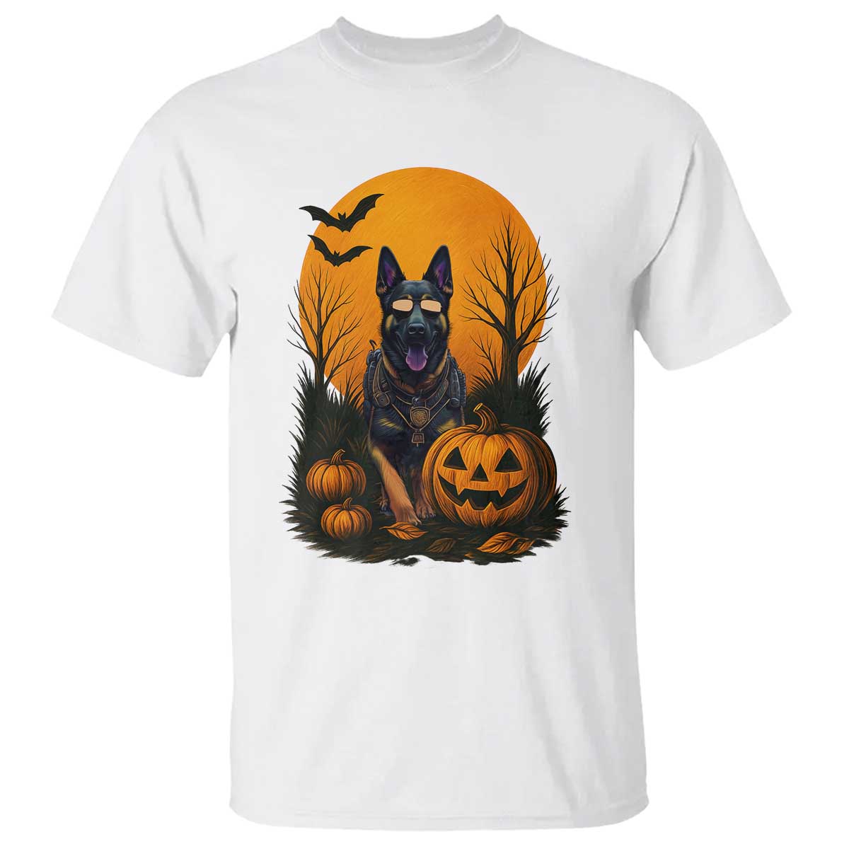 Cool German Shepherd Police Dog Celebrate Halloween T Shirt - Wonder Print Shop