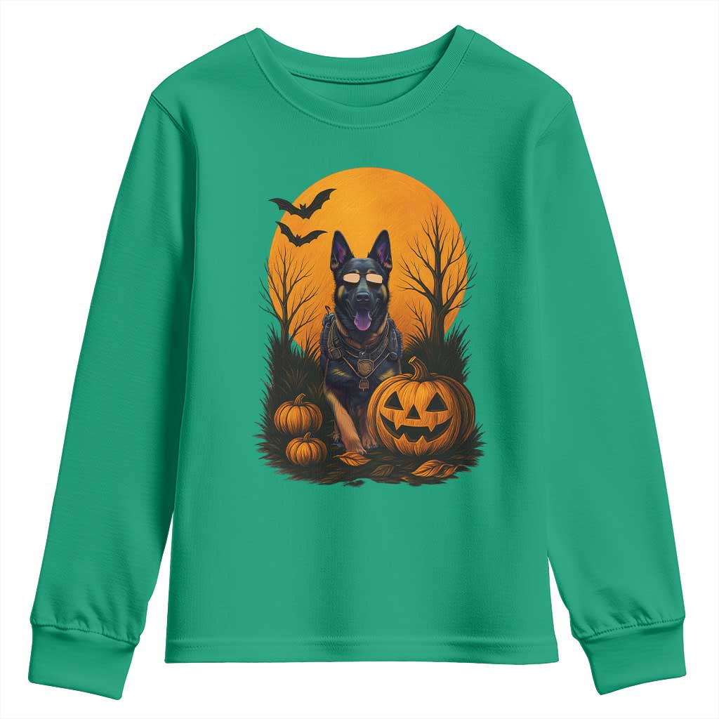 Cool German Shepherd Police Dog Celebrate Halloween Youth Sweatshirt - Wonder Print Shop