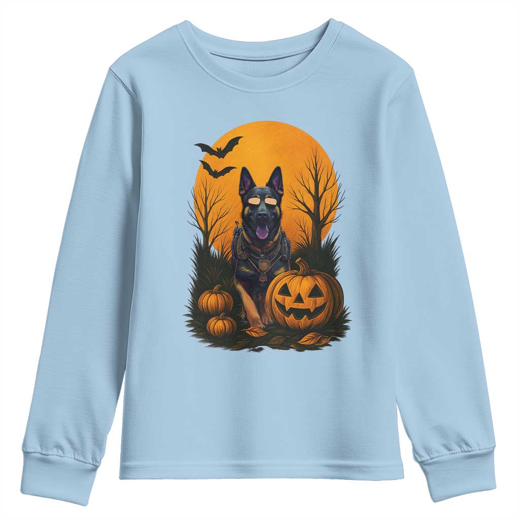 Cool German Shepherd Police Dog Celebrate Halloween Youth Sweatshirt - Wonder Print Shop
