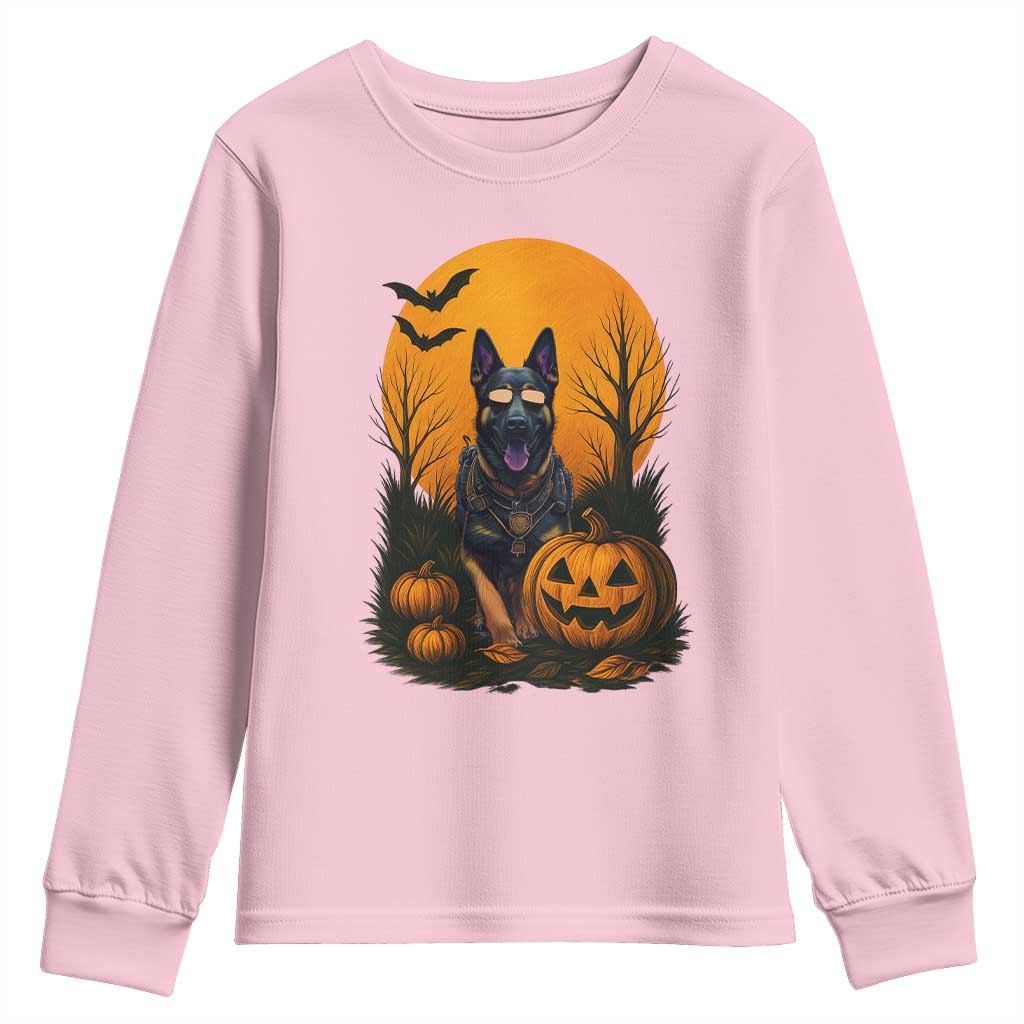 Cool German Shepherd Police Dog Celebrate Halloween Youth Sweatshirt - Wonder Print Shop