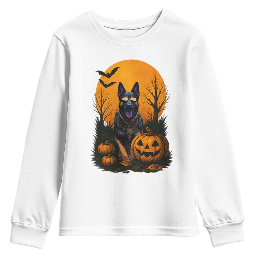 Cool German Shepherd Police Dog Celebrate Halloween Youth Sweatshirt - Wonder Print Shop
