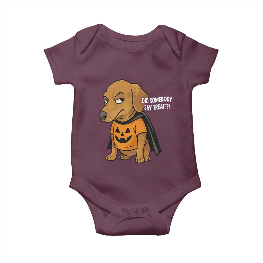 Halloween Dachshund Dog Baby Onesie Did Somebody Say Treat Meme - Wonder Print Shop