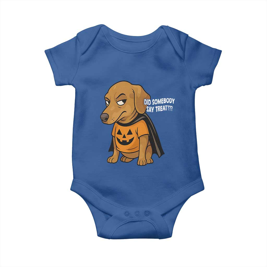 Halloween Dachshund Dog Baby Onesie Did Somebody Say Treat Meme - Wonder Print Shop
