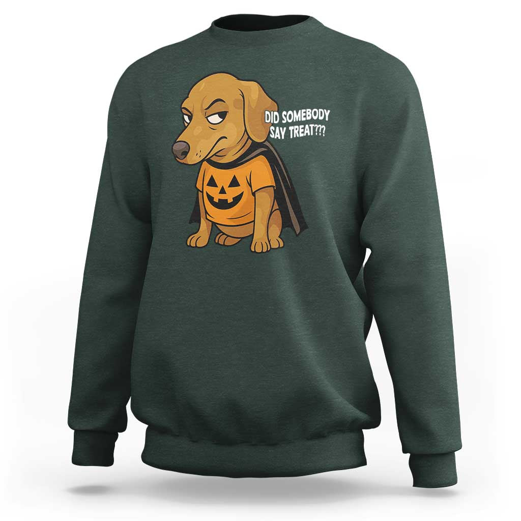 Halloween Dachshund Dog Sweatshirt Did Somebody Say Treat Meme - Wonder Print Shop