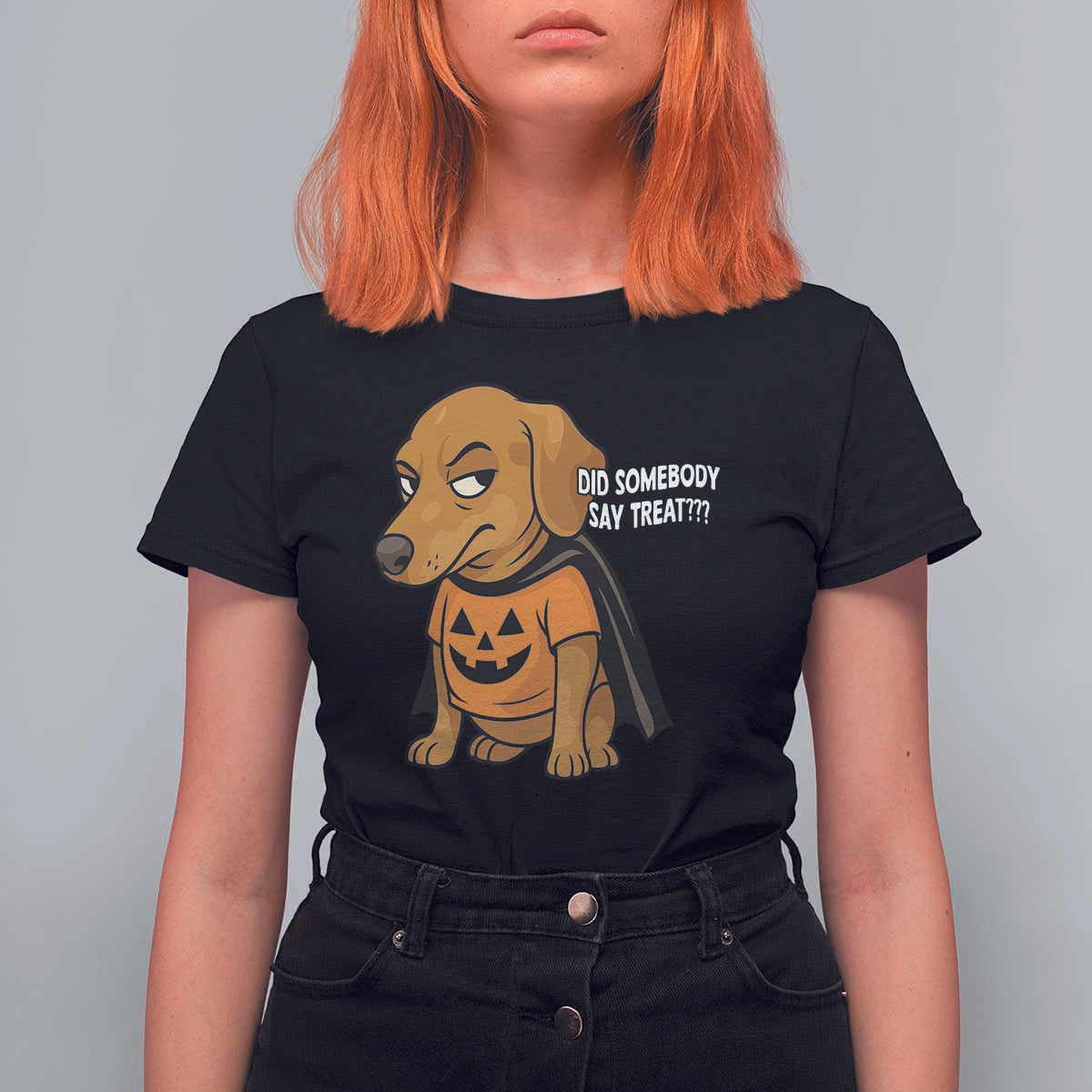Halloween Dachshund Dog T Shirt For Women Did Somebody Say Treat Meme - Wonder Print Shop