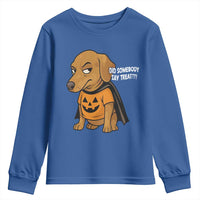 Halloween Dachshund Dog Youth Sweatshirt Did Somebody Say Treat Meme - Wonder Print Shop