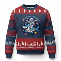 Funny Space Cat Wants Astronaut Ugly Christmas Sweater Sharks Sci fi Fan Universe - Wonder Print Shop