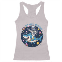 Funny Space Cat Wants Astronaut Racerback Tank Top Sharks Sci fi Fan Universe - Wonder Print Shop