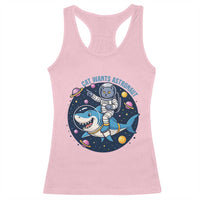 Funny Space Cat Wants Astronaut Racerback Tank Top Sharks Sci fi Fan Universe - Wonder Print Shop