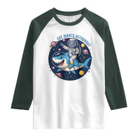 Funny Space Cat Wants Astronaut Raglan Shirt Sharks Sci fi Fan Universe - Wonder Print Shop